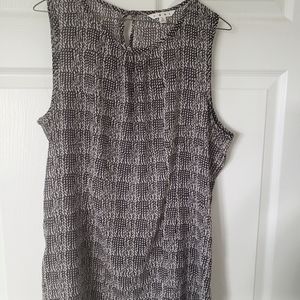 Cabi blouse black and white sheer sleeveless long blouse